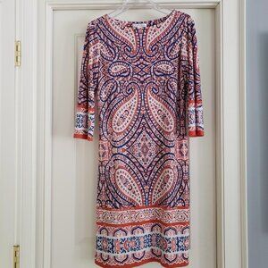 3/4 sleeve paisley pattern dress